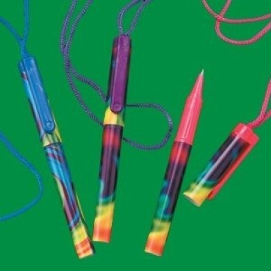 Tie-Dyed Pens On A Rope - Office Fun & Office Stationery by Oriental Trading Company - Shop