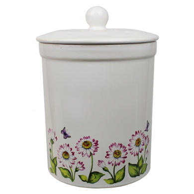 White Daisy Design Ceramic Compost Caddy - Melbury Flower 