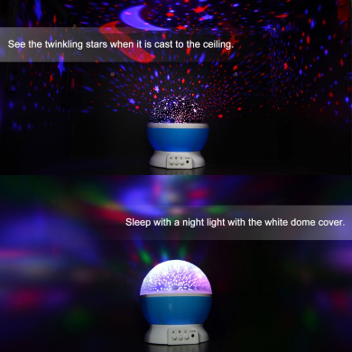 Adoric Kids Night Light Star Moon Light Rotating Projector 4 Led