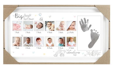 Baby Age Stages Photo Frame 13 Opening Slots with Ink for Foot and Hand