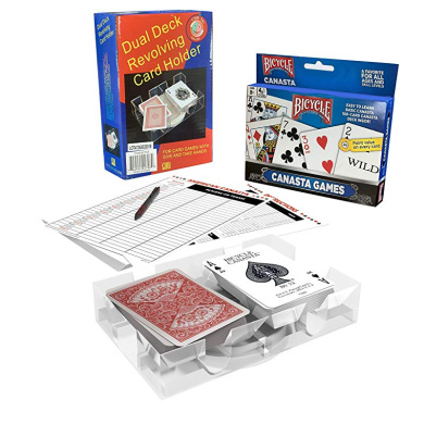 Canasta Games Playing Cards With 2 Deck Rotating Card Tray Holder Set