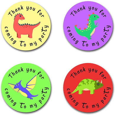 thank you for coming to my party dinosaur stickers